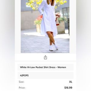 Women’s white high low pocket shirt dress size XL